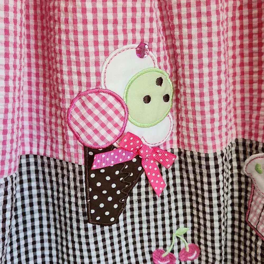 Rare, Too!, Girl's, Sz 4T, Pink & White +Br &White Gingham w 4 Appliques - Picture 6 of 10